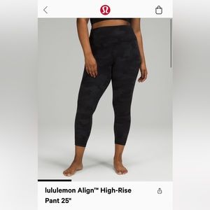 25” Lululemon Camo Align Leggings - size 6